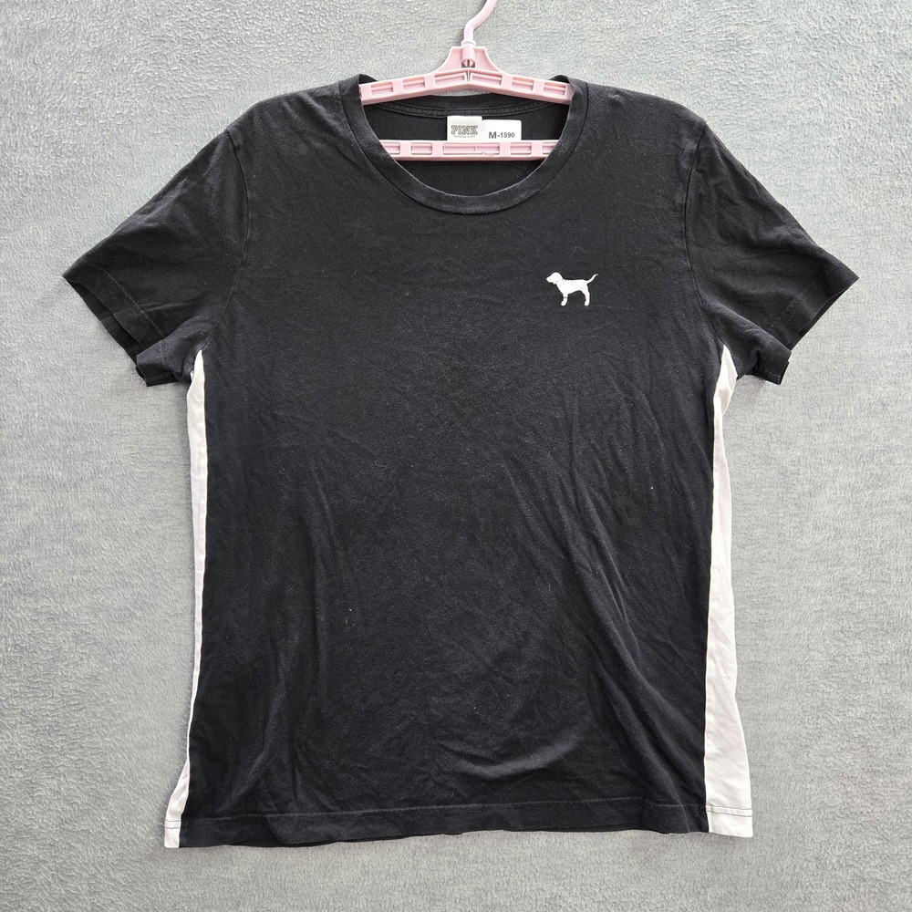 Victoria's Secret PINK Women Shirt M Black Sequin Crew Neck Pullover